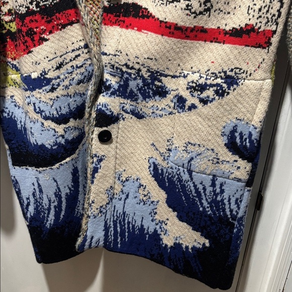 ALDOMARTINS Anthropologie ocean wave funnel neck cardigan sweater - Picture 5 of 7